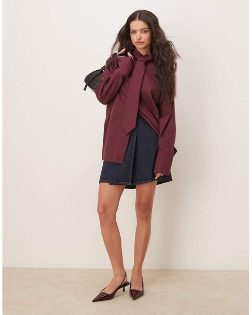 Camisa Extragrande Con Puños Anchos De Popelina De -Morado ASOS de color Red
