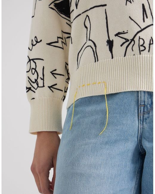 Lee Jeans Blue X Jean-michael Basquiat Capsule Scribble Artwork Print Sweatshirt