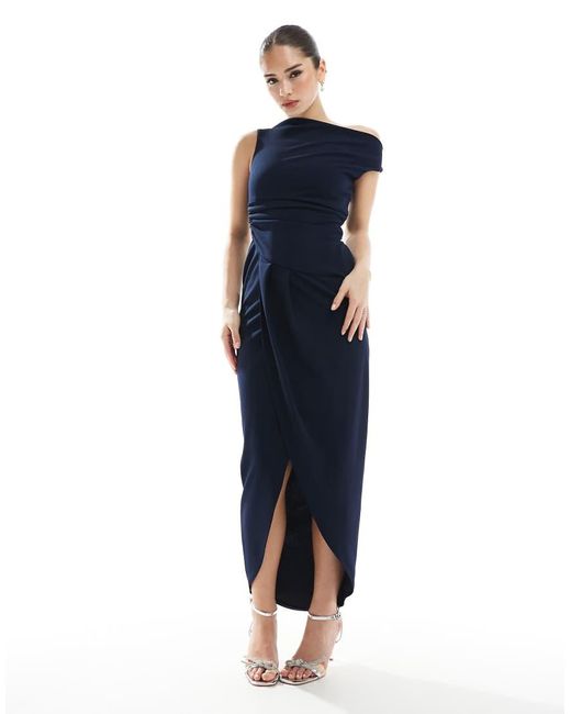 when in rome bridesmaid dress TFNC Plus Bridesmaid Flutter Sleeve Ruffle Detail Maxi Dress Navy/Emer main image 1