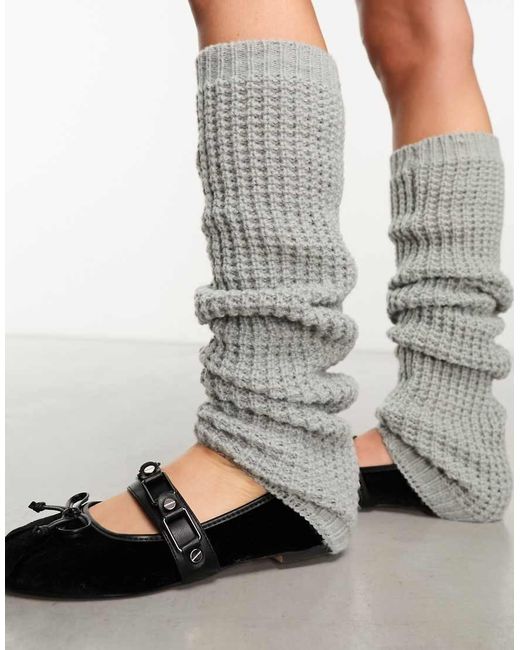 Damson Madder Gray Chunky Knitted Leg Warmers