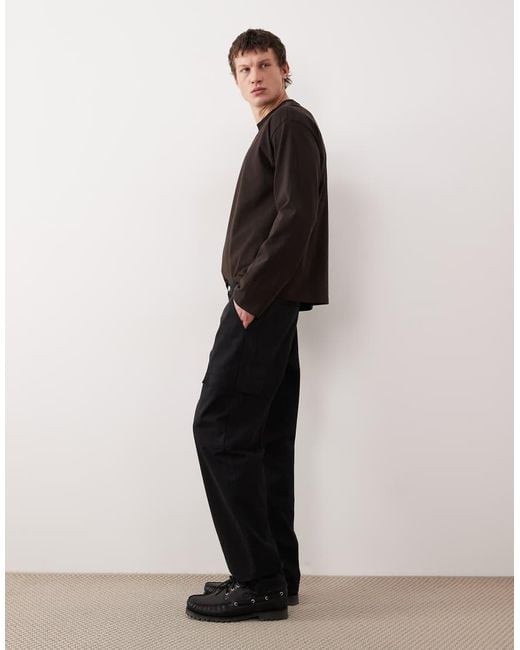 ASOS Black Straight Leg Cargo Pants for men