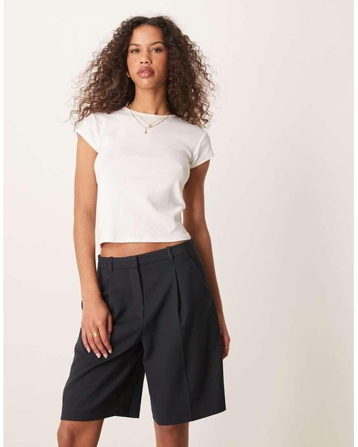 Abercrombie & Fitch Black Mid Rise Bermuda Shorts