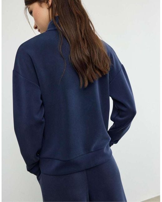 Stradivarius Blue Soft-Touch Sweatshirt With Zip