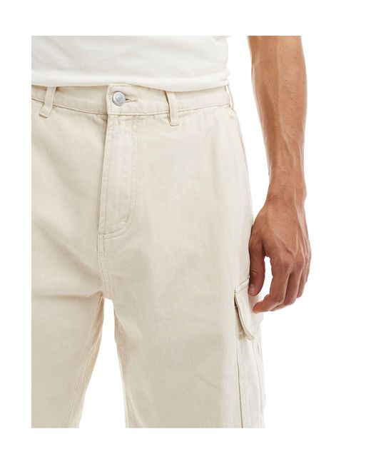Bigwig - pantaloncini di jeans cargo a gamba larga sporco di Obey in White da Uomo