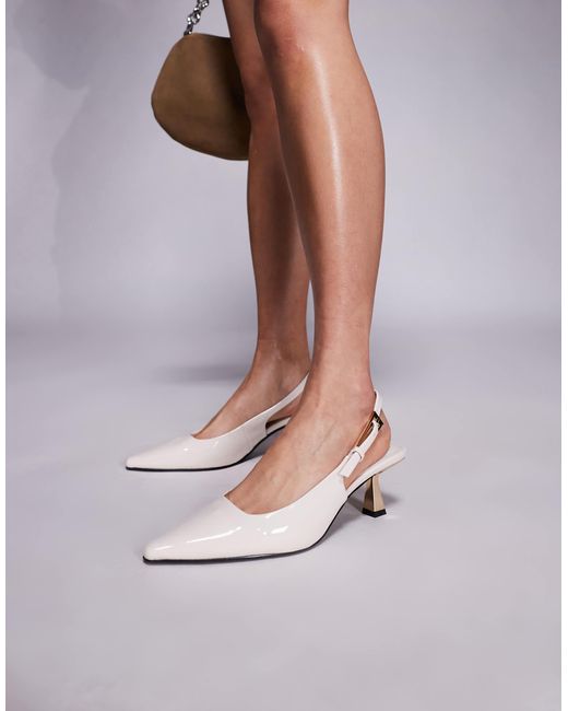 SIMMI White Simmi London June Wide Fit Pointed Slingback Kitten Heels
