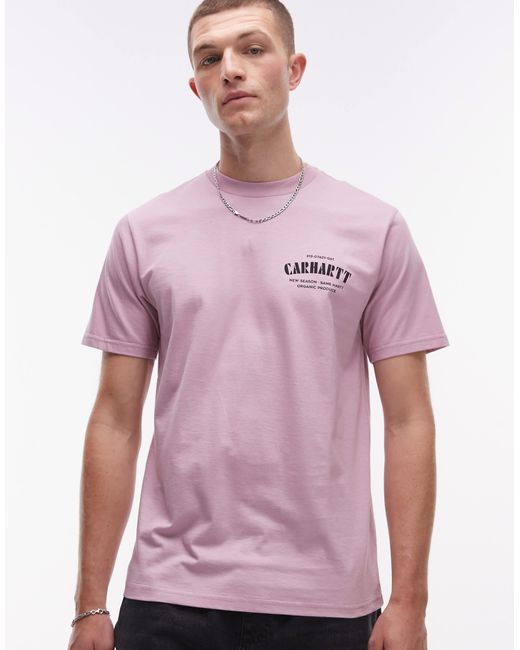 T-shirt à logo catalogue Carhartt pour homme en coloris Pink