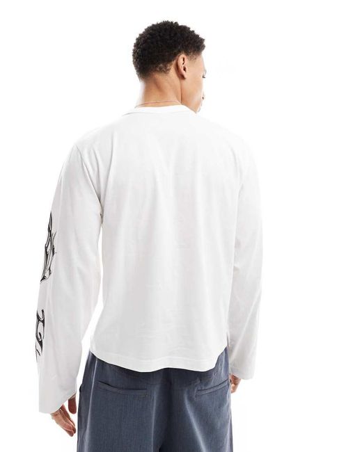 Camiseta Blanca De Manga Larga Con Estampado Gráfico Cibernético De Cotton On Cotton On de hombre de color White