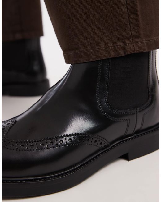 ASOS – chelsea-stiefel aus em leder im budapester-stil in Brown für Herren