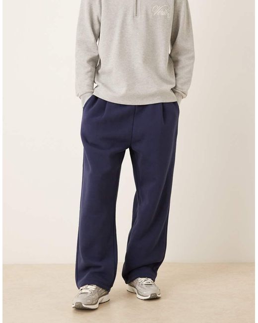 ASOS Joggingbroek Met Wijde Pijpen En Plooien in het Blue voor heren