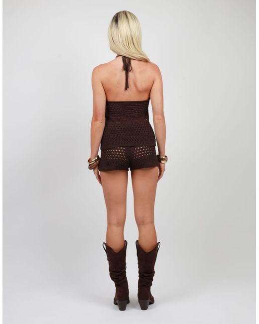 SIMMI Blue Crochet Knit Mini Shorts