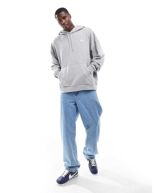 Nike Gray Club French Terry Oversized Hoodie for men