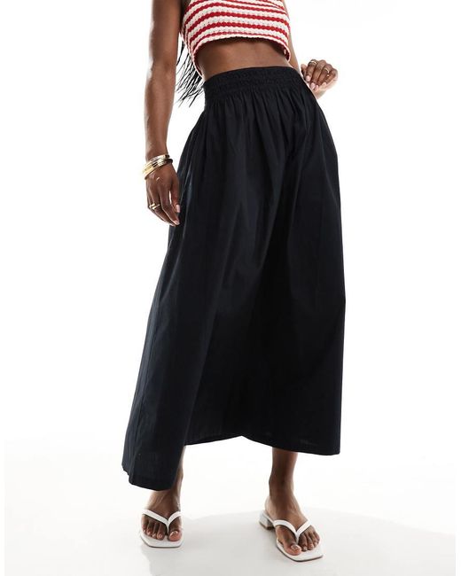 Bershka Black Poplin Maxi Skirt
