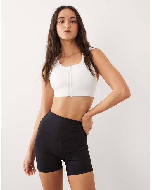 4505 Gray Icon Active High Waist 5 Inch Legging Short With Zip Phone Pocket