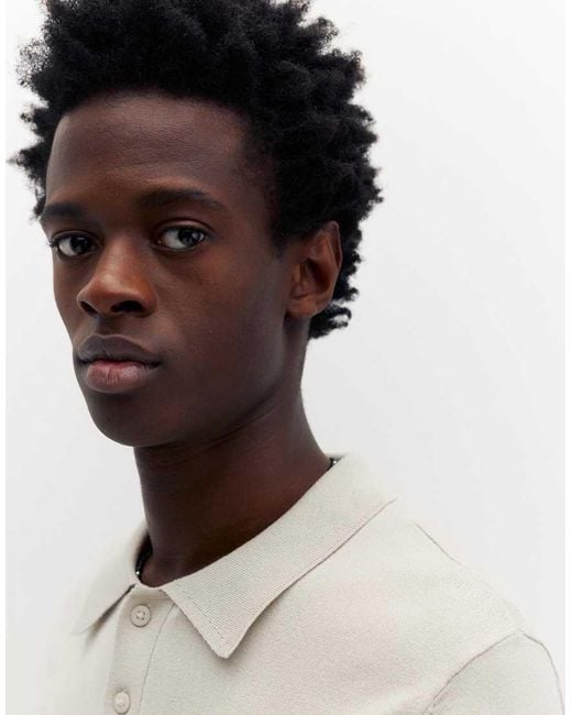 Pull&Bear Blue Short Sleeve Polo Shirt for men