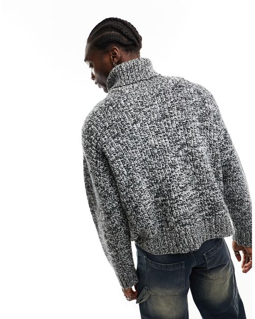 Weekday Gray Cypher Wool Blend Oversized Turtleneck Jumper for men