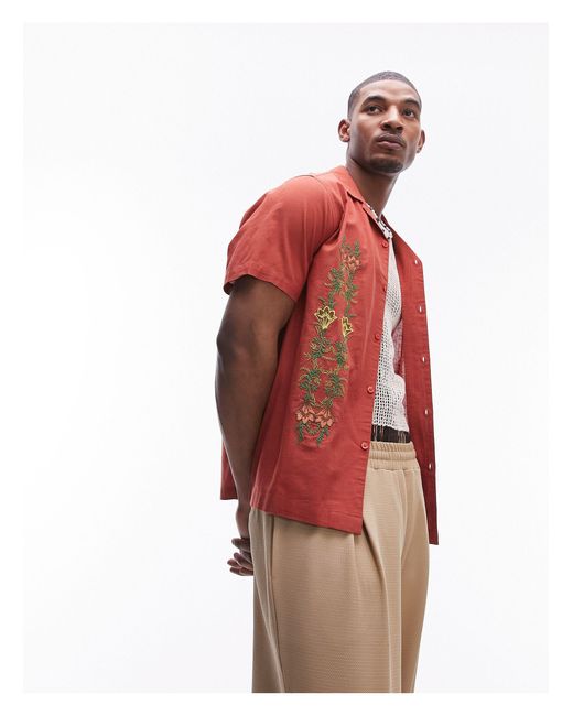 Topman – kurzärmliges hemd in Red für Herren