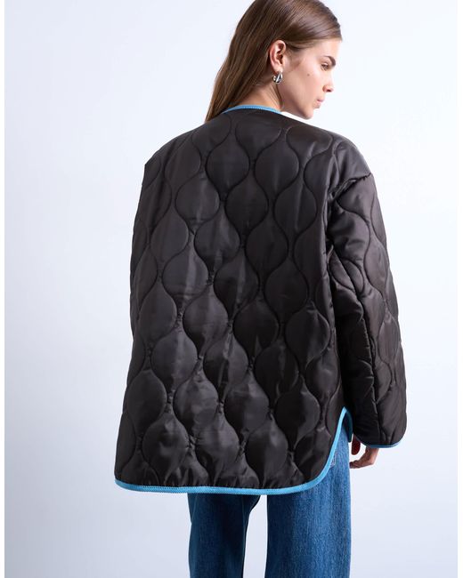 TOPSHOP Blue Double Layer Fronted Liner Jacket