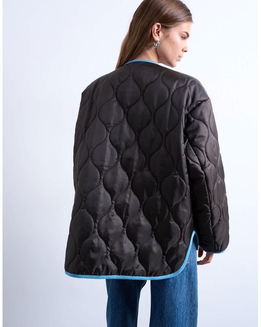 TOPSHOP Blue – doppellagige, gefütterte steppjacke