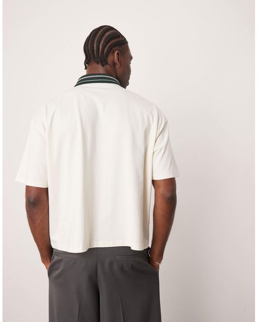 ASOS – kastiges oversize-polohemd in Natural für Herren