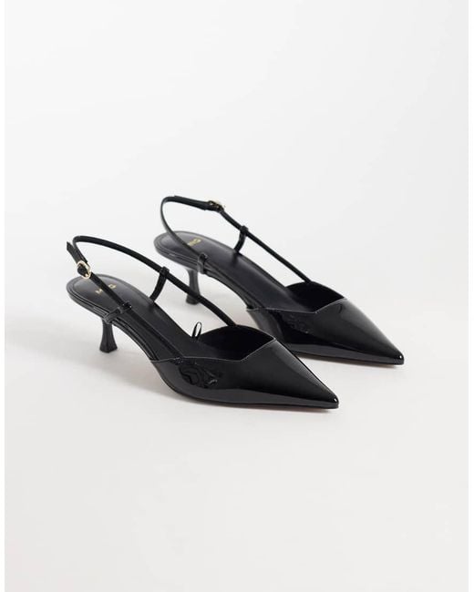 Mango Black Heeled Slingback Pointed Shoe