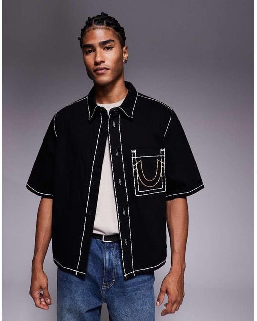 Camicia Super Oversize di True Religion in Blue da Uomo