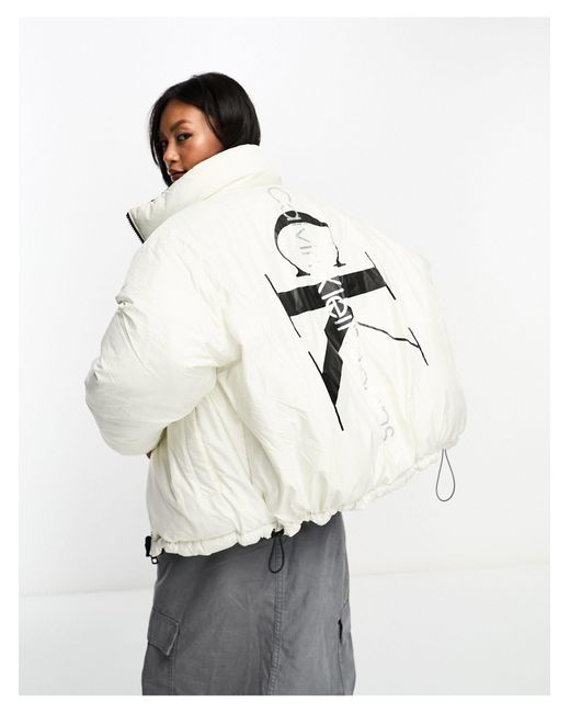 Calvin Klein White Reversible 90s Puffer Jacket