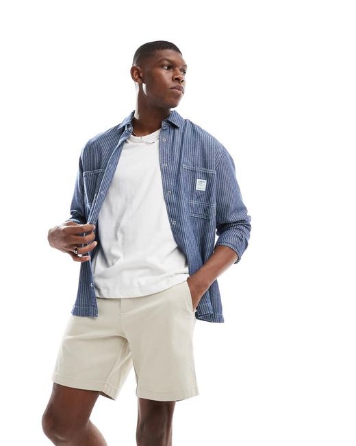 ASOS Small Halflange Bermuda-Chinoshort in het Blue voor heren