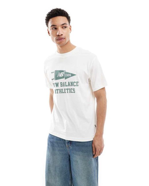 New Balance White Varsity Pennant T-Shirt for men