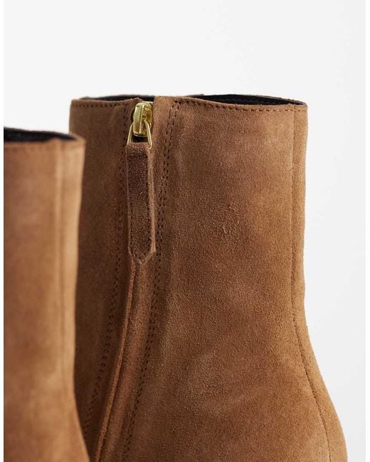 Mango White 100% Suede Leather Heeled Cowboy Boot