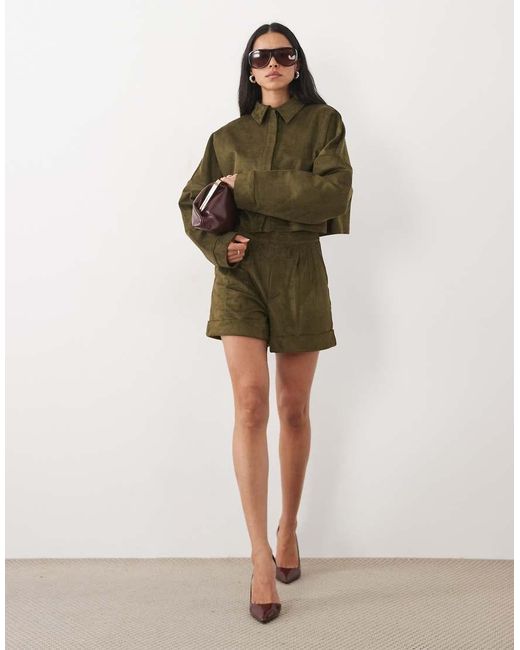 ASOS Green Co-Ord Faux Suede Long Sleeve Shirt