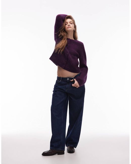 & Other Stories Purple Alpaca Wool Blend Cardigan Jacket With Jet Pockets