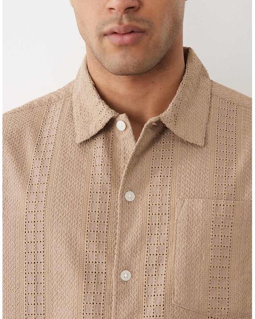 Jack & Jones Natural Embroidered Short Sleeve Shirt for men