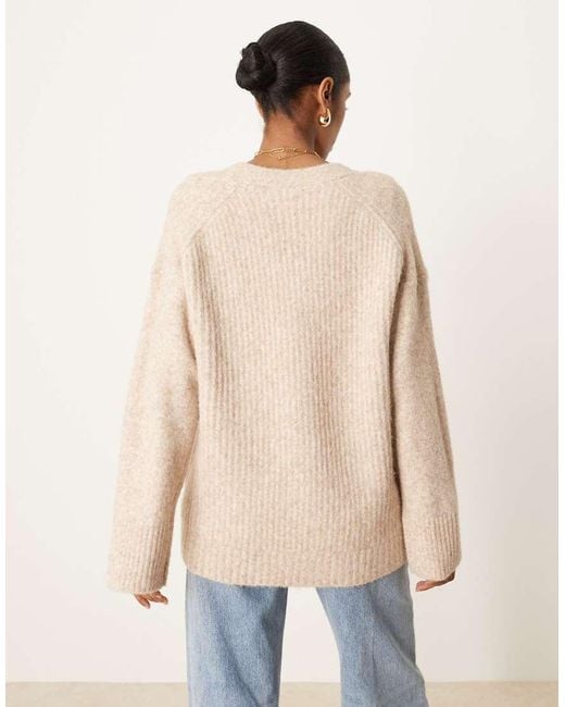ASOS Natural Fisherman Rib Boyfriend Cardigan