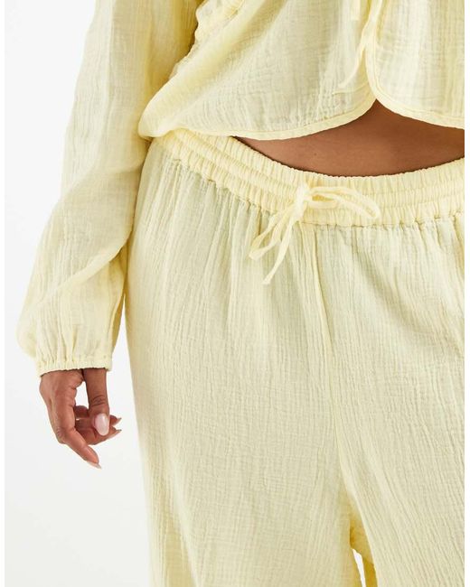 Pieces Plus Natural Pieces Curve Crinkle Cotton Wide Leg Pants