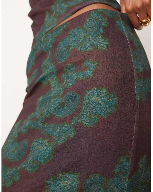 ASOS Printed Gauzy Sheer Mesh Paisley Maxi Low Rise Skirt Co Ord in ...