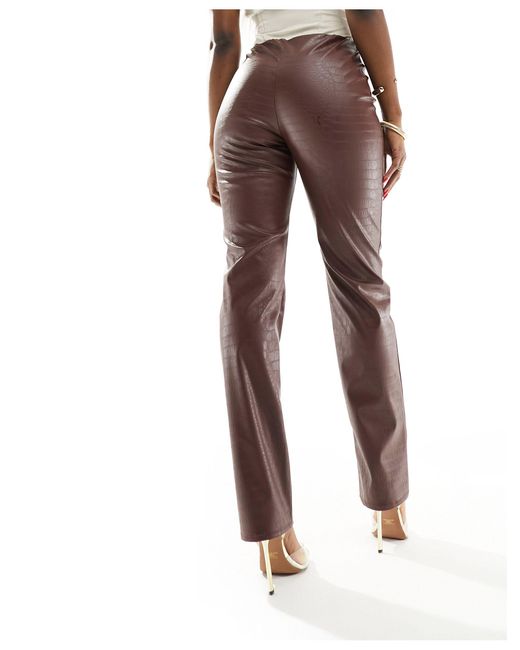 Brown leather 2024 look trousers