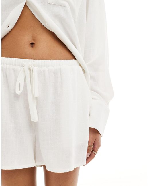 4th & Reckless White Linen Look Shorts With Drawstring Co-ord