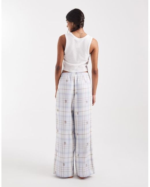 Hollister White baggy Flannel Pyjama Bottoms