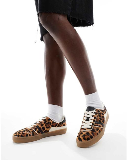 Stradivarius Black Leopard Print Trainer