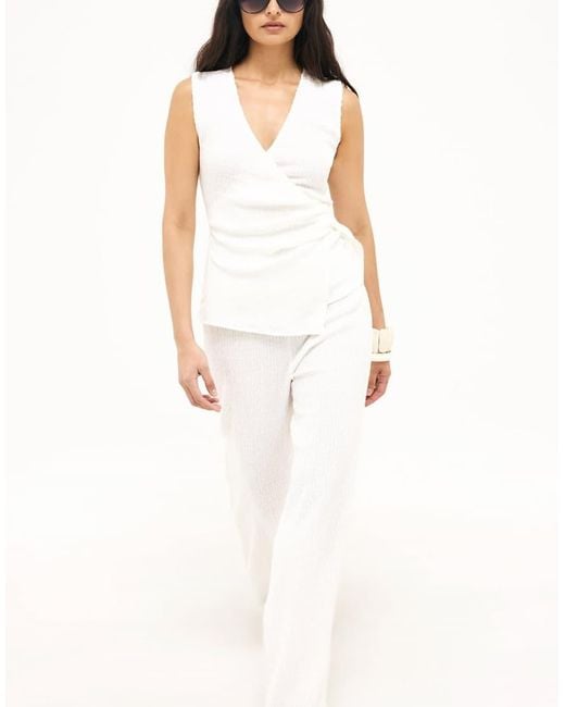 NA-KD Black Wrap Tie Structured Top