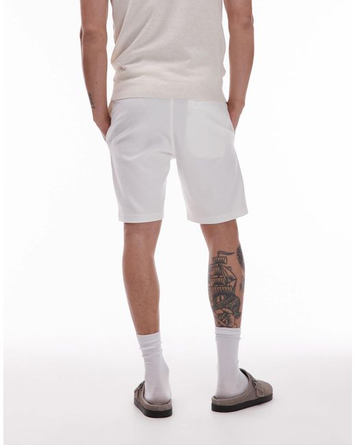Mango White Jersey Smart Drawstring Shorts for men