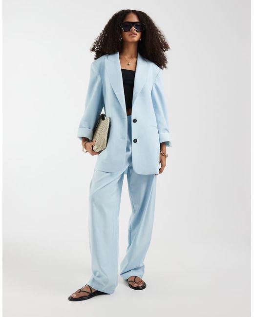 ASOS Blue Oversized Strong Shoulder Blazer