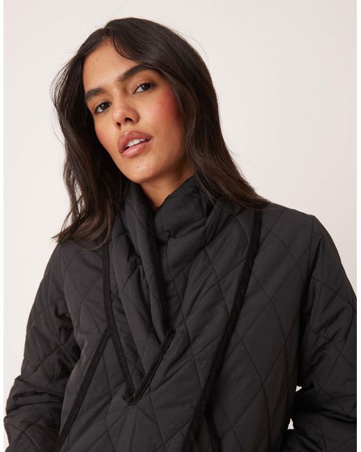 Nobody's Child Black Scarf Detail Quilted Jacket