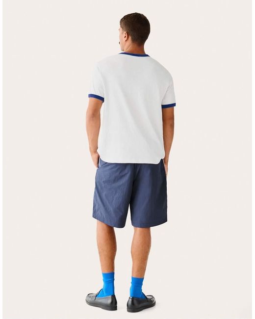 Bershka White T-shirt With Contrast Rib Detail And Embroidery for men