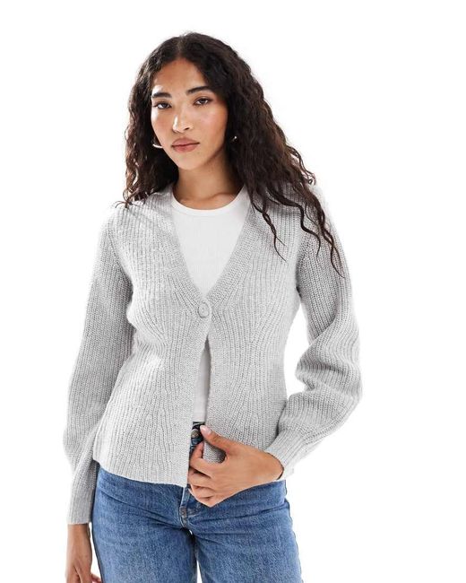 New Look Gray One Button Cardigan