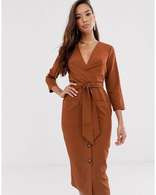 asos brown dress