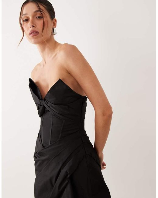 ASOS Black Bandeau Bow Detail Corset Structured Mini Dress