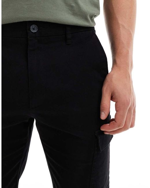 Only & Sons Black Straight Fit Cargo for men