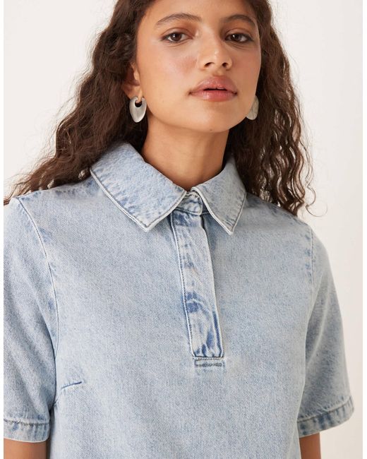 ASOS White – kurzes polokleid aus denim
