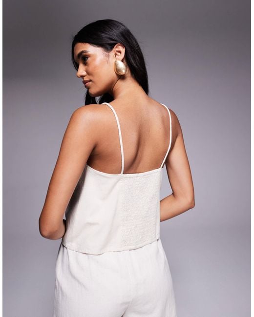 River Island Natural Linen Broderie Tank Top